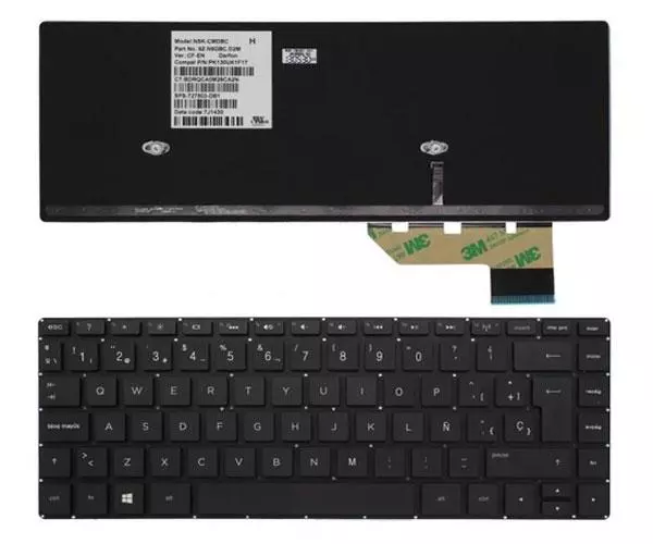 Teclado compatible para port&aacute;til HP Envy 14 Series / 14-k / Negro Sin marco