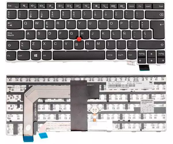 Teclado compatible para port&aacute;til LENOVO T460S gris + Pointstick Retroiluminado con marco