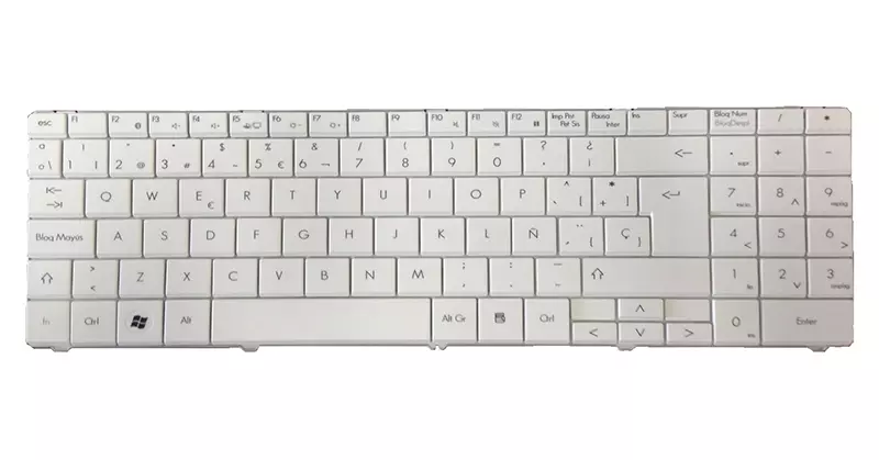 Teclado compatible para port&aacute;til PACKARD BELL st85 / st86 / mt85 blanco