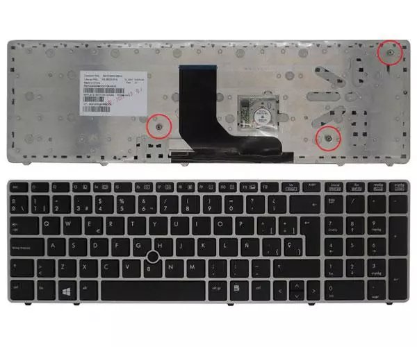 Teclado compatible para port&aacute;til HP Probook 6570b /6560b/ Elitebook 8570p / Poinstick / Marco Plata / Negro
