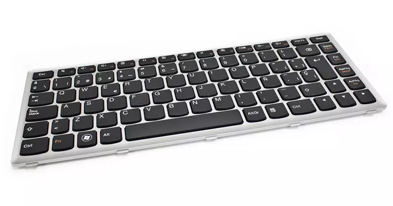 Teclado compatible para port&aacute;til LENOVO Ideapad U410 / Negro con marco plata / 25208031