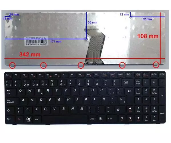 Teclado compatible para port&aacute;til LENOVO IdeaPad g570 / g575 / z560 / z565 negro