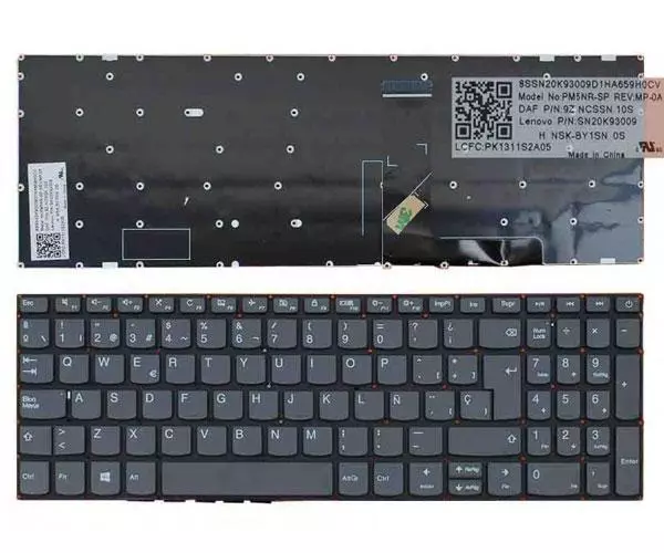 Teclado compatible para port&aacute;til LENOVO IdeaPad 320-15abr / 320-15ast / 320-15isk / sn20k82487 / sin marco / Win 8 / Gris