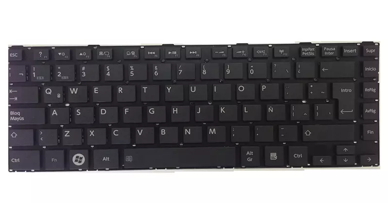 Teclado compatible para port&aacute;til TOSHIBA Satellite L800 / L830 / L840 Negro / Sin marco