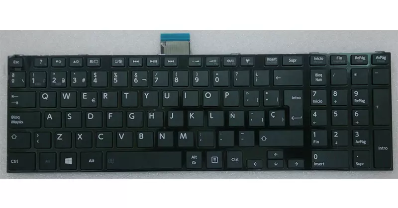 Teclado compatible para port&aacute;til TOSHIBA Satellite c50/ c50d/ c55/ c55d negro con marco