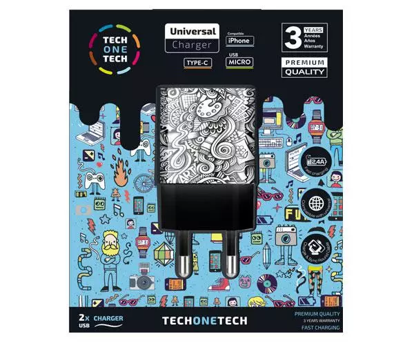 Cargador de red Usb x2 /12w / Be Original Art-Deco / TEC2602