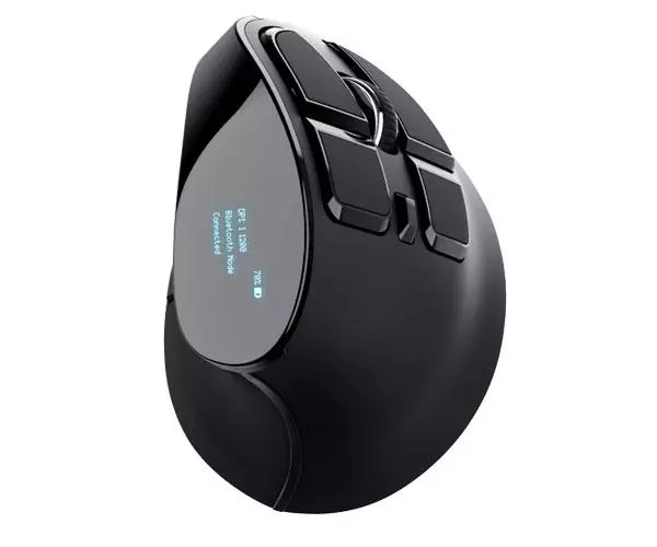 Rat&oacute;n Inal&aacute;mbrico Trust Ergon&oacute;mico Recargable Voxx / Dise&ntilde;o Vertical / 1200-2400 Dpi / 9 Botones / Negro / 23731-02