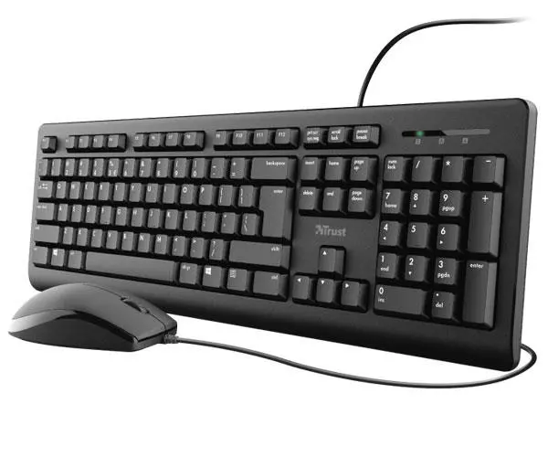 Combo Teclado + Raton USB Trust TKM-250 / Silencioso / Resistente a liquidos / Negro