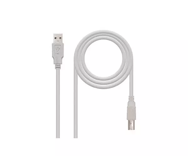 Cable USB 2.0 impresora - tipo a/b  M/M  1.8m Beige / Nanocable 10.01.0103