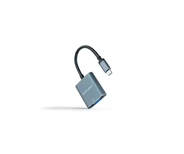 Adaptador Type-C a VGA M/H / 10cm / Aluminio / Gris / Nanocable 10.16.4101-G