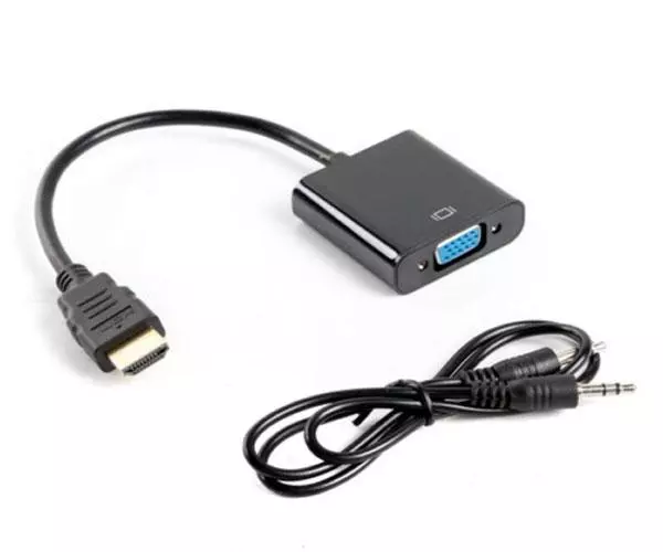 Cable adaptador HDMI a VGA + audio negro Lanberg / Ad-0017-bk