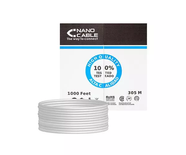 Bobina 305 metros interior Cat.5e UTP flexible awg24 / Gris / Nanocable / 10.20.0304-flex