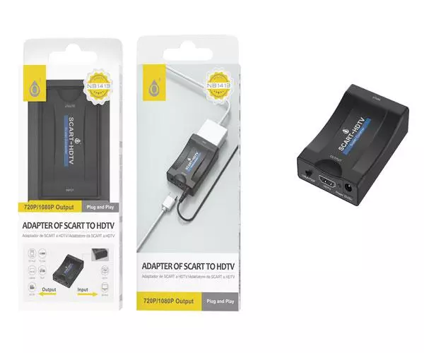 Adaptador Video euroconector Scart Hembra a HDMI Hembra / NB1413 / Negro / ONE+