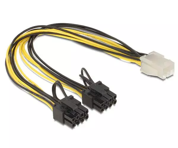 Adaptador alimentacion gr&aacute;fica 6 pines pci-e a 2x 6+2 Pines Pci-e  / 30cm / Delock 83433
