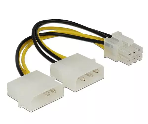 Cable molex gr&aacute;fica 2x5.25 a 6 pines pci-e / 15cm / Delock 82315