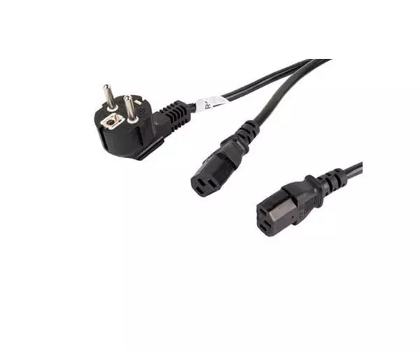 Cable alimentacion Lanberg / Conector Cee 7/7 Macho a 2x C13 Hembra / 2 m / ca-c13c-13cc-0018-bk