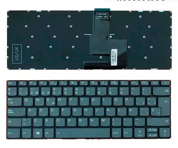 Teclado compatible para port&aacute;til LENOVO Ideapad 320-14Isk / 320-14Ikb / Gris / Sin Marco / Boton encendido